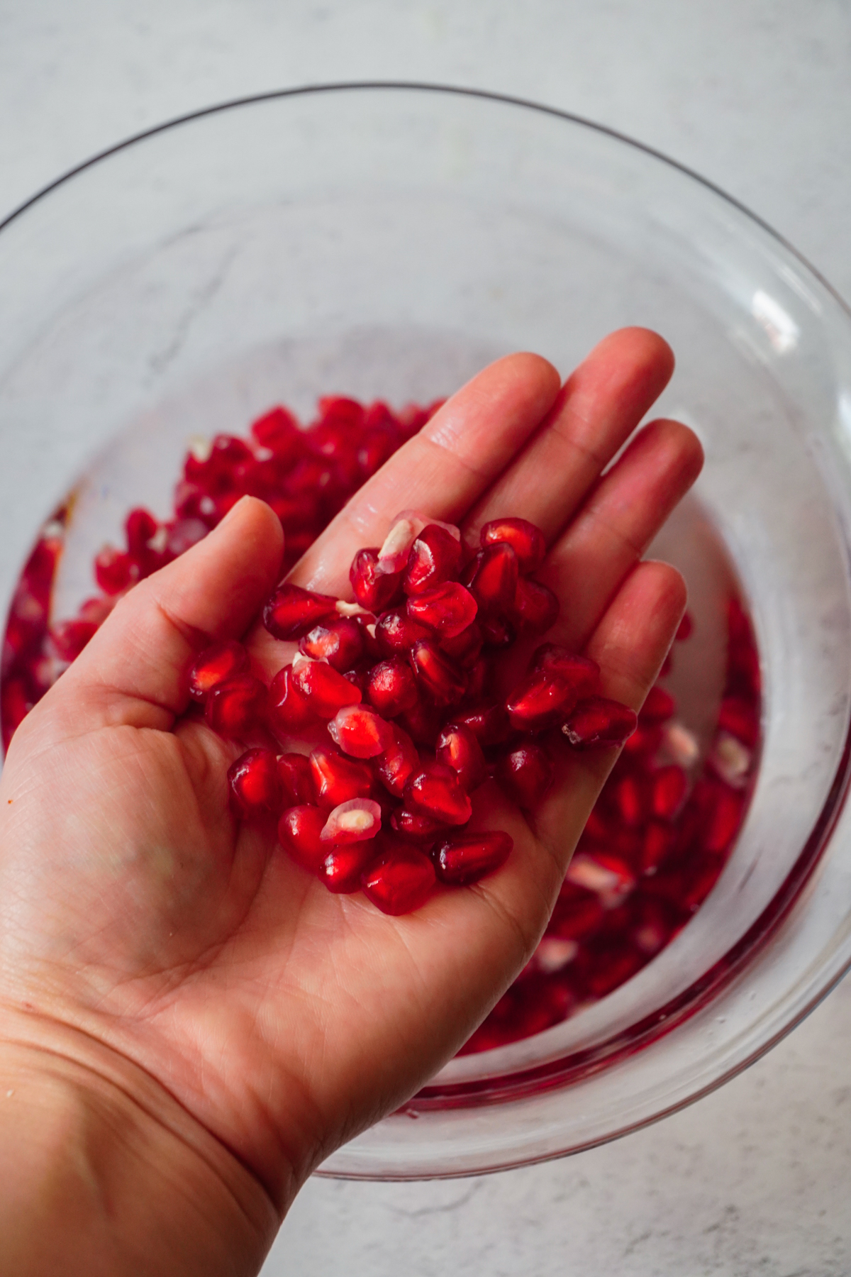 Pomegranate seeds in a bowl