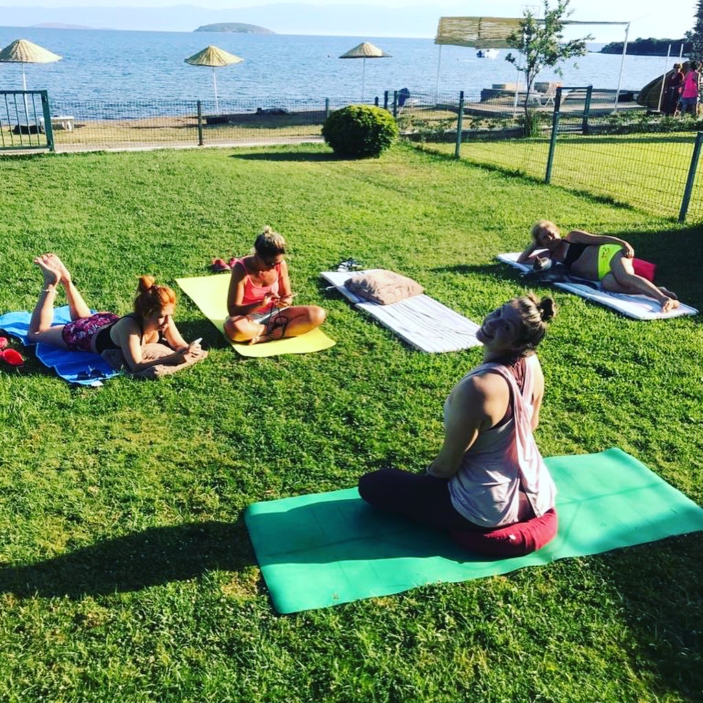 Yoga practice at the seaside